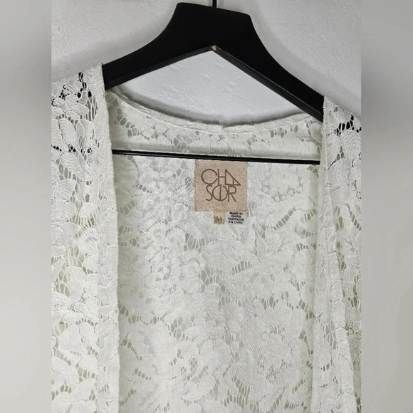 CHASOR White Lace Long Sleeve Over Top Medium  Wide Sleeve - Picture 5 of 6